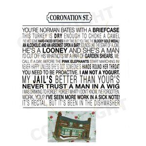 Coronation Street TV Show Quote Poster Wall‎ Art Home Decor Framed Present Sign
